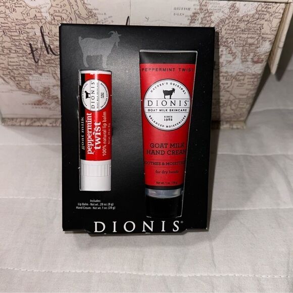 DIONIS Peppermint Twist Goat Milk Lip Balm & Hand Cream Gift Set - Picture 6 of 13